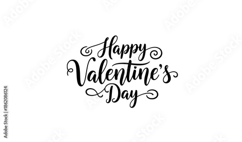 Bold Happy Valentine’s Day brush lettering vector illustration for apparel and prints