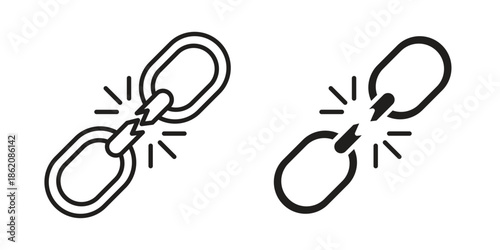 Broken link icons in trendy flat style. symbol for your web site design, app, UI Vector EPS 10.