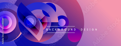 Abstract gradients overlap creating dynamic visual effect. Modern design elements suggest innovation, technology, energy. Bright colors dominate composition.