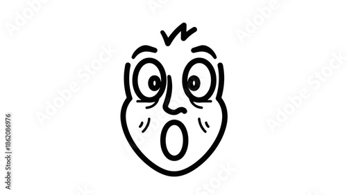 Cartoon face with surprised expression and wide eyes