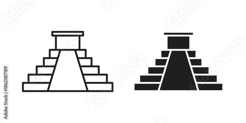 Chichen Itza icons in trendy flat style. symbol for your web site design, app, UI Vector EPS 10.