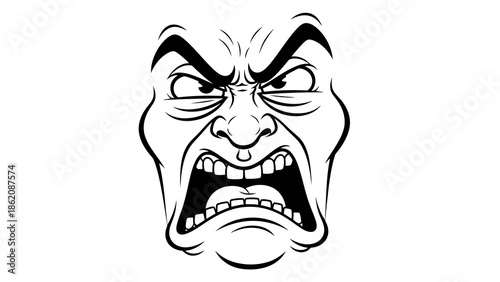 Angry face expression vector illustration