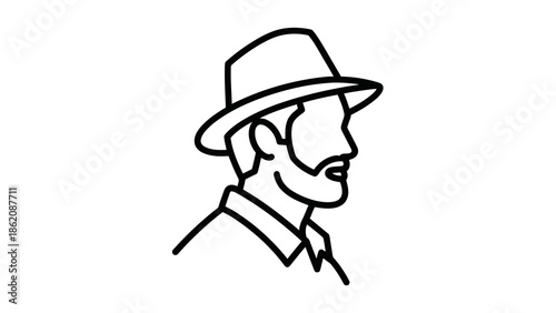Man wearing hat and tie illustration