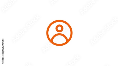 Simple orange profile icon of a person within a circle on a white background