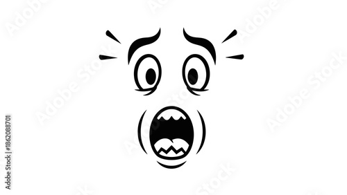 A cartoon face showing extreme fear or shock