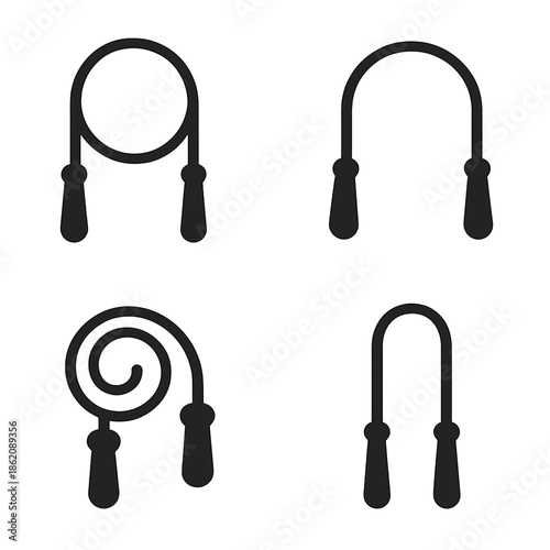 Minimalist jump rope silhouettes on dark background