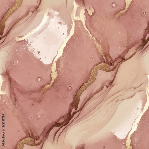 Abstract Marble Pattern with Gold Accents on Pink Background