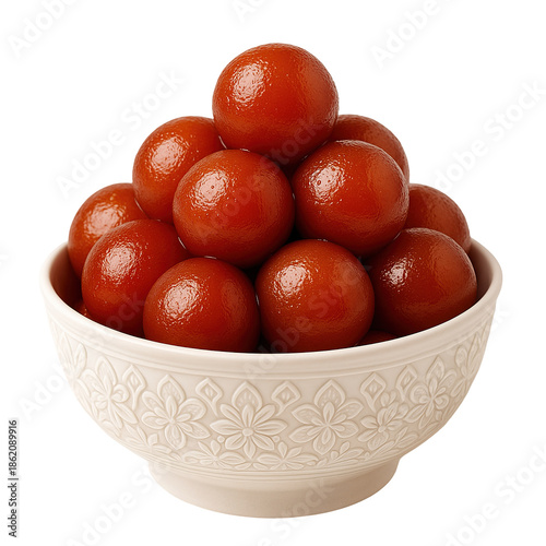 Traditional Gulab Jamun Served in Ornate Bowl