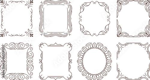 Ornate black and white decorative frames with intricate patterns and swirls