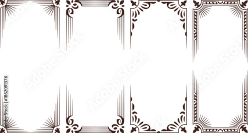 Ornate black and white decorative borders with floral and geometric patterns