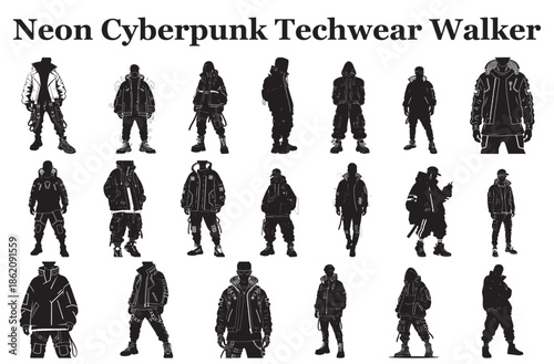 Neon Cyberpunk Techwear Walker