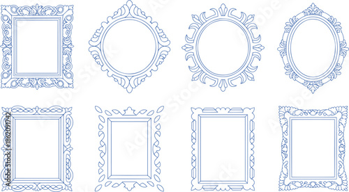 Ornate Blue Frame with Floral and Geometric Patterns frames