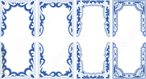 Intricate blue and white decorative corner with floral and geometric patterns