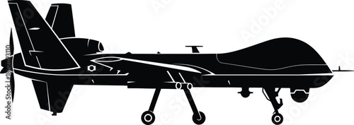 Silhouette of a Military Drone in Flight Illustration