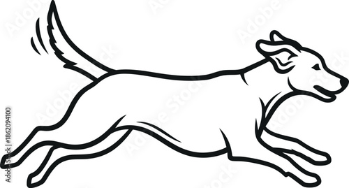 Running dog line art illustration