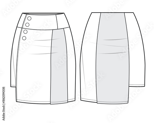 Mini skirts technical flat design vector mockup template.