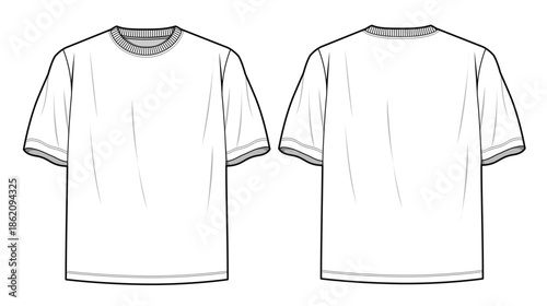 Oversized t-shirts mockup template vector design technical illustration.