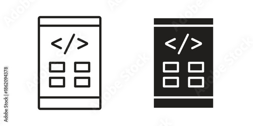 Mobile apps development icons in trendy flat style. symbol for your web site design, app, UI Vector EPS 10.