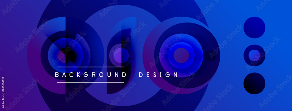 Obraz premium Abstract blue purple gradient circles create dynamic background. Text reads background design. Modern visual element.