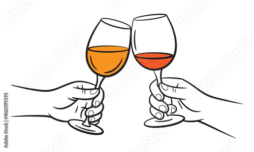 Celebratory wine toast Vector
