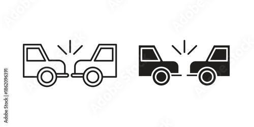 Rear end collision icons in trendy flat style. symbol for your web site design, app, UI Vector EPS 10.