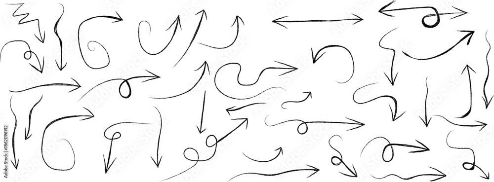 Obraz premium A collection of black arrows isolated on transparent background