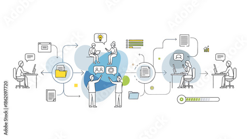Dynamic Workflow Illustration Collaborative Data Processing, Information Exchange, and Digital Management System