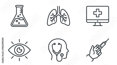 Medical icons representing healthcare and science