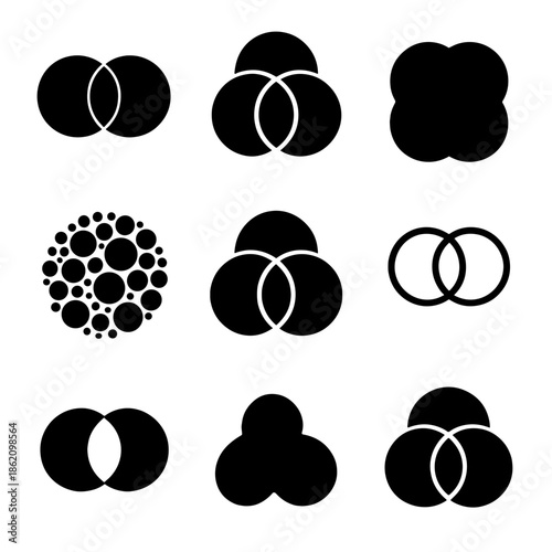 Minimalist venn diagrams and geometric shapes on gradient background