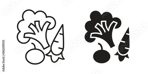 Vegetable icons in trendy flat style. symbol for your web site design, app, UI Vector EPS 10.