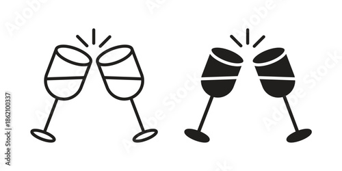 Wine toast icons in trendy flat style. symbol for your web site design, app, UI Vector EPS 10.