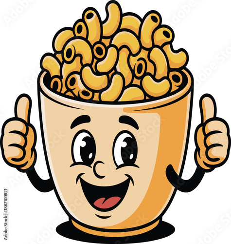 Happy cartoon macaroni character giving thumbs up