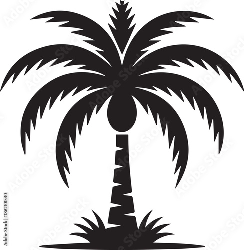 Elegant date palm silhouette against a grayscale background vector illustration