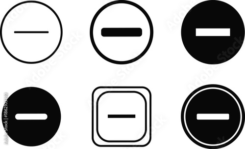 Collection of minus symbols and prohibition signs Vector