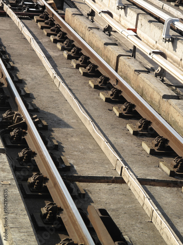 Photos Railway tracks of the Docklands Light Railway in east London England UK  featuri