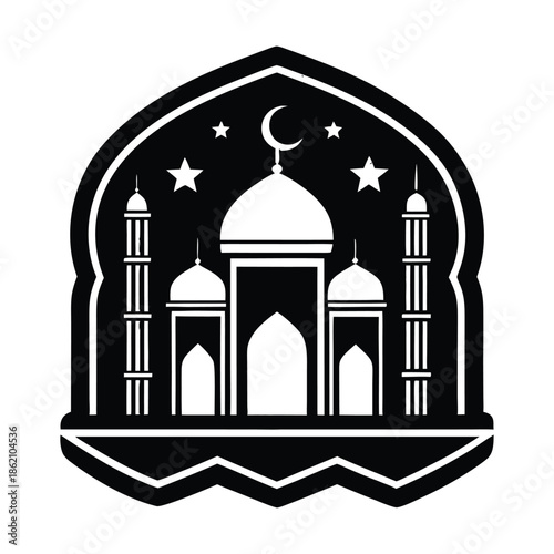 A collection of black silhouette vectors featuring Islamic architectural elements, lanterns, crescent moon, stars, and geometric patterns, ideal for Ramadan and Eid decorations.
