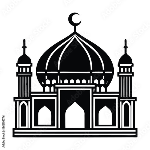 A collection of black silhouette vectors featuring Islamic architectural elements, lanterns, crescent moon, stars, and geometric patterns, ideal for Ramadan and Eid decorations.
