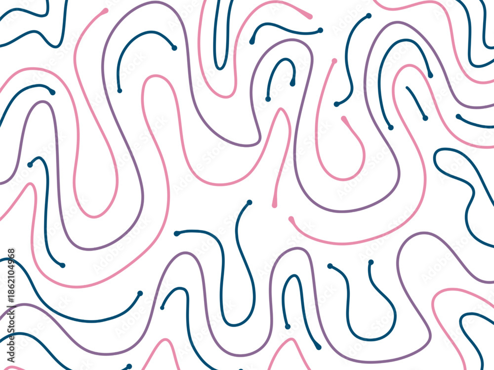 Obraz premium Seamless vector illustration of an abstract pink floral pattern with hearts and ornamental wave lines for a decorative fashion wallpaper design