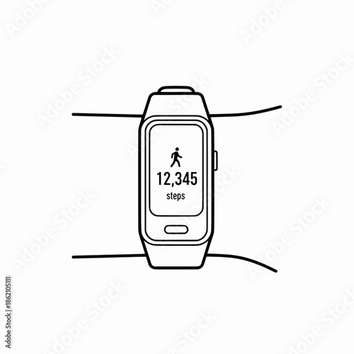 Fitness tracker smart watch on wrist showing daily steps