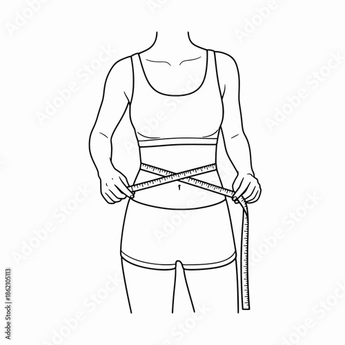 Female measuring her waist to track weight loss