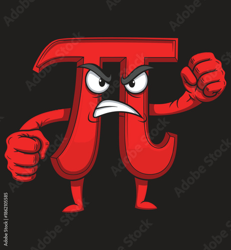 Cute Pi Symbol Character Mascot Vector - Fun Math Education Concept for Pi Day and Mathematics Learning.