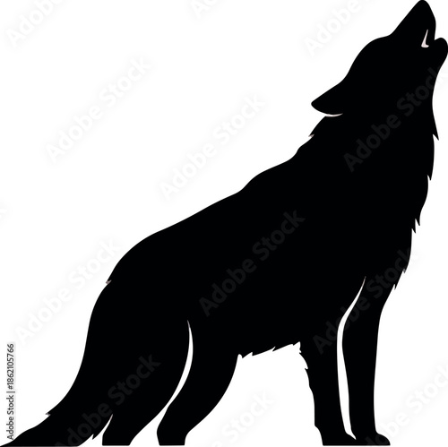Silhouette Howling Wolf Black Shape Minimalist Design