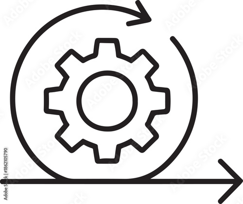 Agile arrow and gear linear icon set for iterative workflow, sprint planning and process improvement concepts.