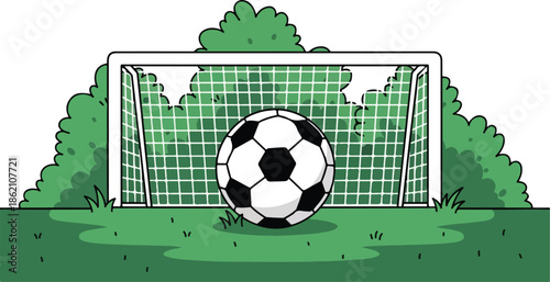 Golf Ball on Wooden Tee in Green Grass - Vector Illustration