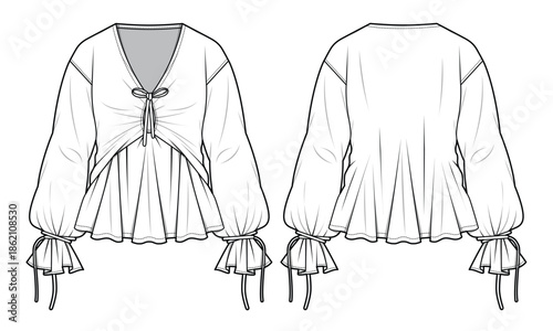 Bishop tops vector design technical flat drawing by adobe illustrator.