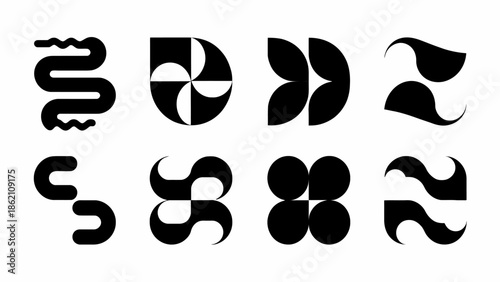 Abstract Black and White Shapes Collection for Design Projects