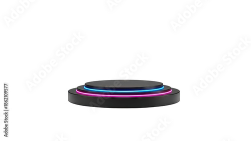 Tiered Platform with Neon Blue and Pink Lights