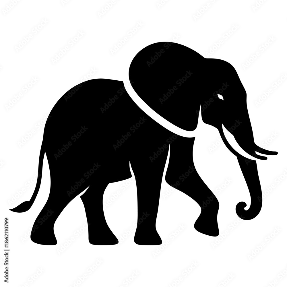 Fototapeta premium Elephant Silhouette Vector Icon