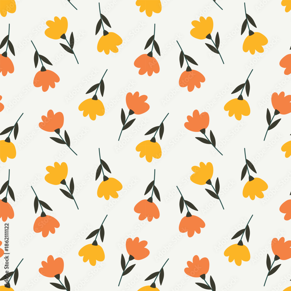 Fototapeta premium Cute simple flower seamless pattern