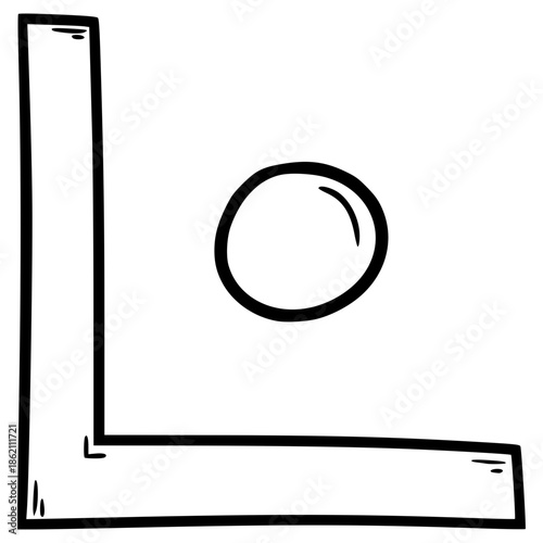 pigpen cipher L illustration hand drawn outline vector